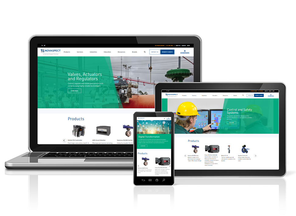 Midwest Valve Serivices' newly redesigned website viewed on various devices